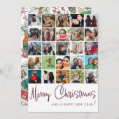 Moderne 25 foto collage kerstpatroon feestdagenkaart (Voorkant / Achterkant)