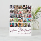 Moderne 25 foto collage kerstpatroon feestdagenkaart (Staand voorkant)