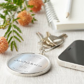 Moderne 25-jarige bruiloft 25e Jubileum Zilver Sleutelhanger (Zijkant)