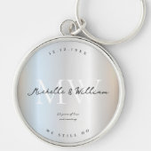 Moderne 25-jarige bruiloft 25e Jubileum Zilver Sleutelhanger (Voorkant)