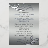 Moderne 25e bruiloft Jubileum boog foto Zilver Folie Uitnodiging (Voorkant)