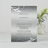 Moderne 25e bruiloft Jubileum boog foto Zilver Folie Uitnodiging (Staand Voorkant)