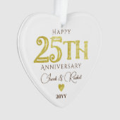 Moderne 25e gouden trouwherinnering ornament (voorkant)