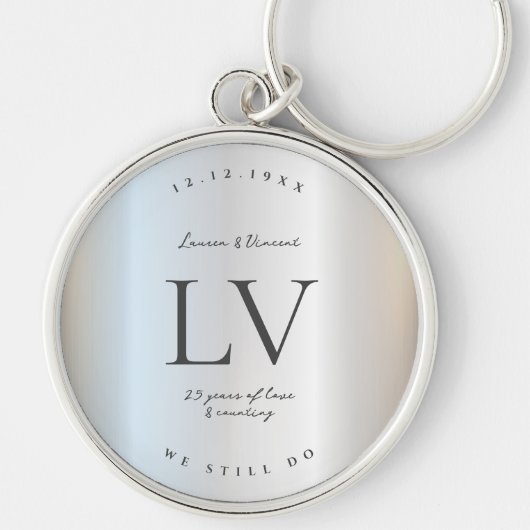 Moderne 25e Jubileum 25-jarige bruiloft Monogram Sleutelhanger (Voorkant)