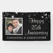 Moderne 25e Jubileum Foto: Black Silver Stars Spandoek (Horizontaal)