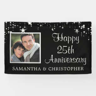 Moderne 25e Jubileum Foto: Black Silver Stars Spandoek