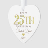 Moderne 25e Jubileum Gouden Keepsake Bruiloft Ornament (voorkant)