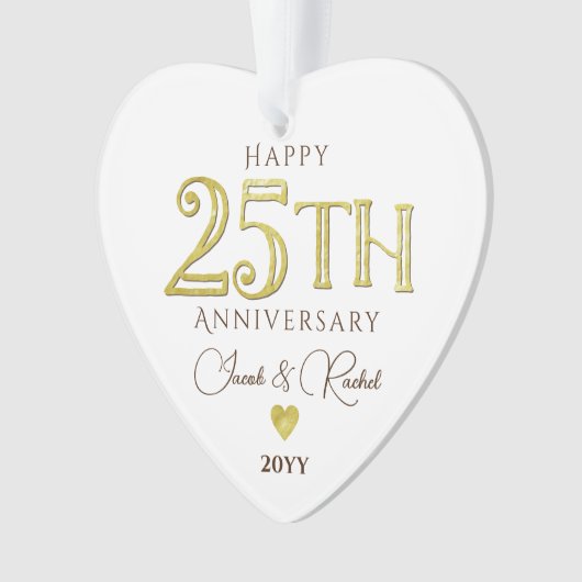 Moderne 25e Jubileum Gouden Keepsake Bruiloft Ornament (voorkant)