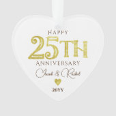 Moderne 25e Jubileum Gouden Keepsake Bruiloft Ornament (voorkant)