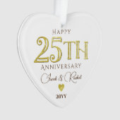 Moderne 25e Jubileum Gouden Keepsake Bruiloft Ornament (voorkant)