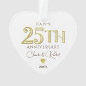 Moderne 25e Jubileum Gouden Keepsake Bruiloft Ornament (achterkant)