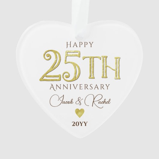 Moderne 25e Jubileum Gouden Keepsake Bruiloft Ornament (achterkant)