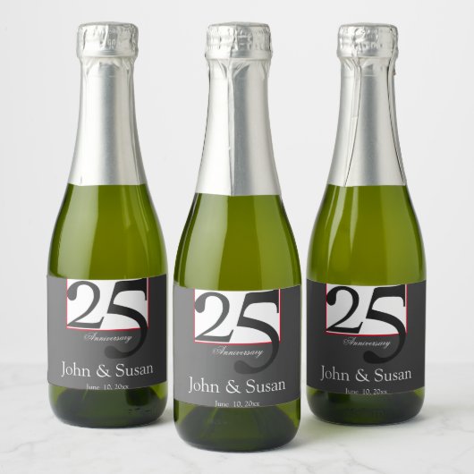 Moderne 25e Jubileum Wijnlabel Sparkling Wijnetiket (Flessen)