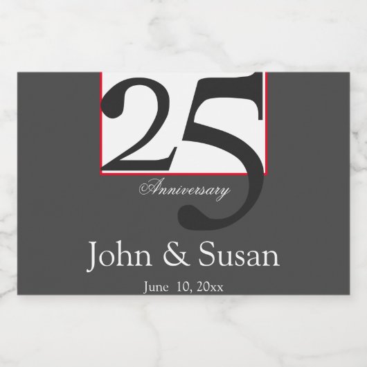 Moderne 25e Jubileum Wijnlabel Sparkling Wijnetiket (Enkel label)