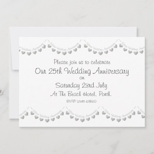 Moderne 25e Silver Wedding Jubileum Uitnodiging (Voorkant)