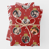 Moderne 27-foto kerstornamenten rood en wit inpakpapier vel (In situ)