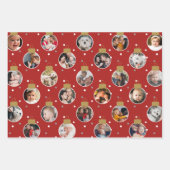 Moderne 27-foto kerstornamenten rood en wit inpakpapier vel (Voorkant)