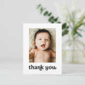 Moderne 2 Baby foto's Trendy Typografie Eenvoudig Briefkaart (Staand voorkant)