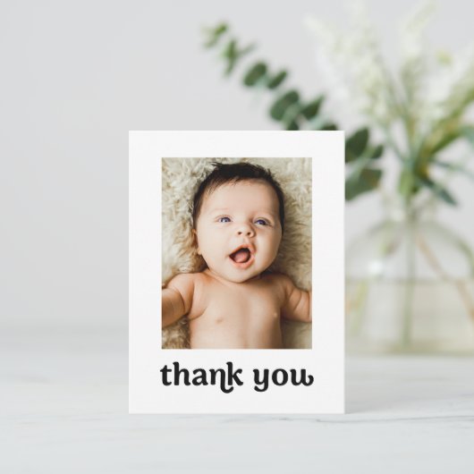 Moderne 2 Baby foto's Trendy Typografie Eenvoudig Briefkaart (Staand voorkant)