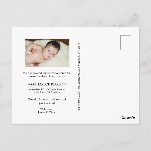 Moderne 2 Baby foto's Trendy Typografie Eenvoudig Briefkaart (Achterkant)