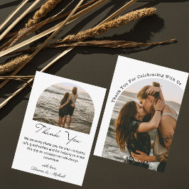 Moderne 2 boog foto's bruiloft dank u kaart notitiekaartje