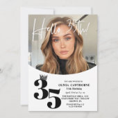 Moderne 2 foto 35e verjaardag Wit Zwart Kaart (Voorkant)