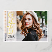 Moderne 2 foto Afstudeer echt folie aankondiging (Voorkant)