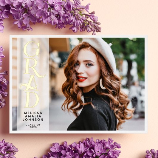 Moderne 2 foto Afstudeer echt folie aankondiging