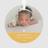 Moderne 2 foto Baby's Eerste Kerst Acryl Ornament (achterkant)