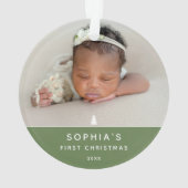 Moderne 2 foto Baby's Eerste Kerst Acryl Ornament (achterkant)