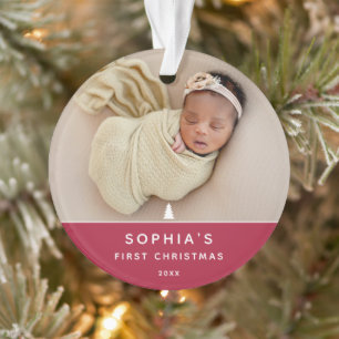 Moderne 2 foto Baby's Eerste Kerst Acryl Ornament