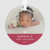 Moderne 2 foto Baby's Eerste Kerst Acryl Ornament (achterkant)