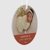 Moderne 2 Foto Baby's Eerste Kerstmis Acryl Ornament (voorkant)