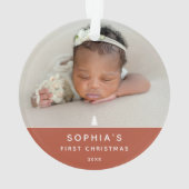 Moderne 2 Foto Baby's Eerste Kerstmis Acryl Ornament (achterkant)