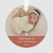 Moderne 2 Foto Baby's Eerste Kerstmis Acryl Ornament (voorkant)