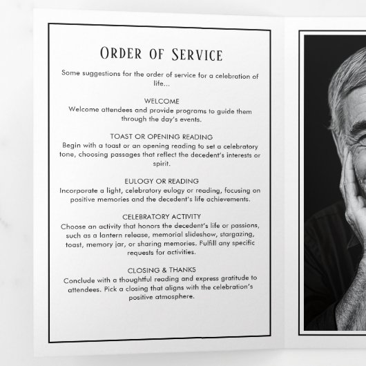 Moderne 2-foto begrafenis / gedenkteken drieluik programma (Binnenzijde eerst)