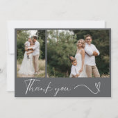 Moderne 2 foto bruiloft dank u kaart (Voorkant)