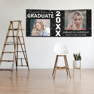 Moderne 2 foto collage afstuderen  spandoek