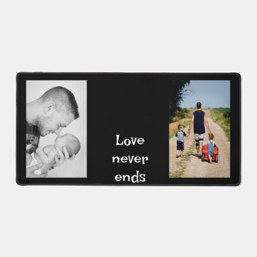 Moderne 2 foto collage gepersonaliseerde monogram  bureaumat (Voorkant)