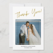 Moderne 2 foto dubbelzijdige bruiloft dank u bedankkaart (Voorkant)