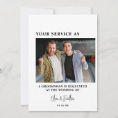 Moderne 2 foto Groomsman Voorstel Aanvraag Kaart (Voorkant)