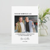 Moderne 2 foto Groomsman Voorstel Aanvraag Kaart (Staand voorkant)