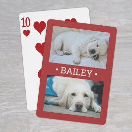 Moderne 2 foto hond of elke naam rood en wit pokerkaarten