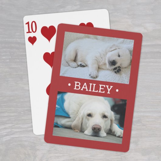 Moderne 2 foto hond of elke naam rood en wit pokerkaarten