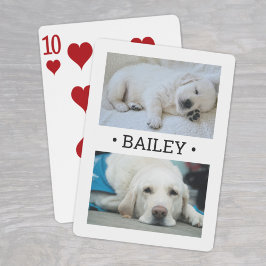 Moderne 2 foto hond of elke naam wit en zwart pokerkaarten