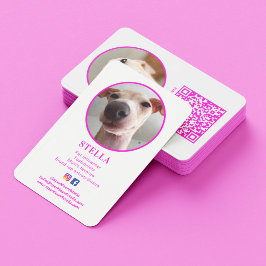 Moderne 2 foto Hond Pet Social Media QR Code Visitekaartje
