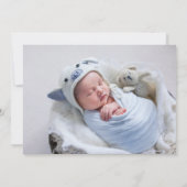 Moderne 2 foto jongen geboorte aankondiging (Achterkant)