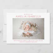 Moderne 2 foto meisje geboorte aankondiging (Voorkant)