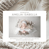 Moderne 2 foto meisje geboorte aankondiging