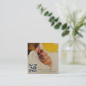 Moderne 2 foto Nail Art Manicure QR Code Vierkante Visitekaartje (Staand voorkant)